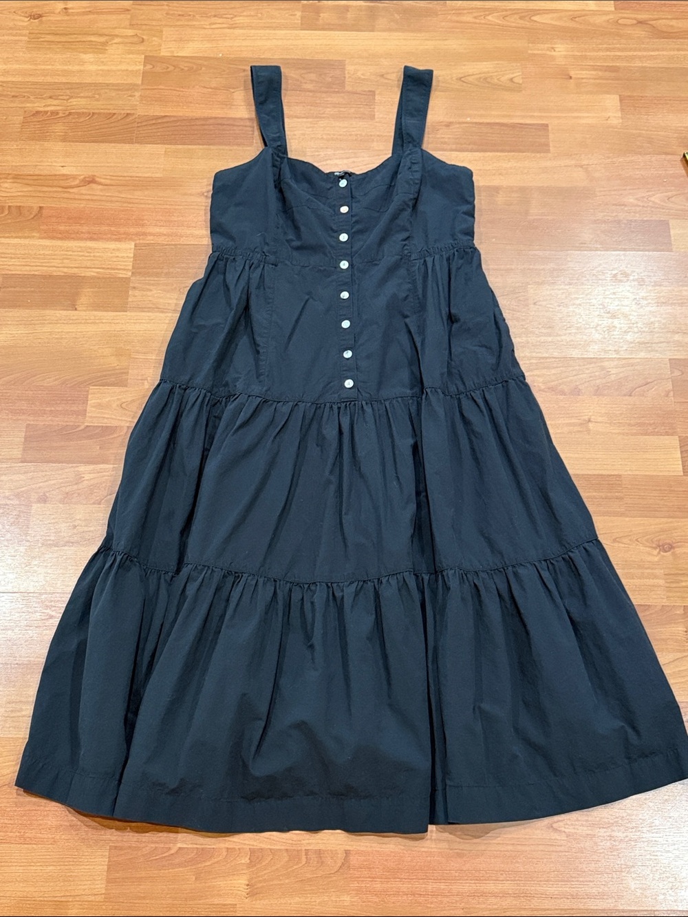 Madewell Black Tiered Button-Front Summer Dress